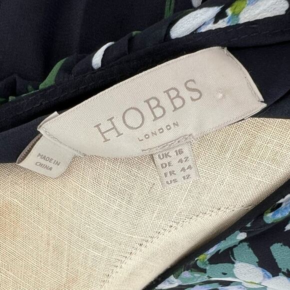 Hobbs London Brea Dress Floral Print Sleeveless Navy Blue Size US 12 - Picture 12 of 14